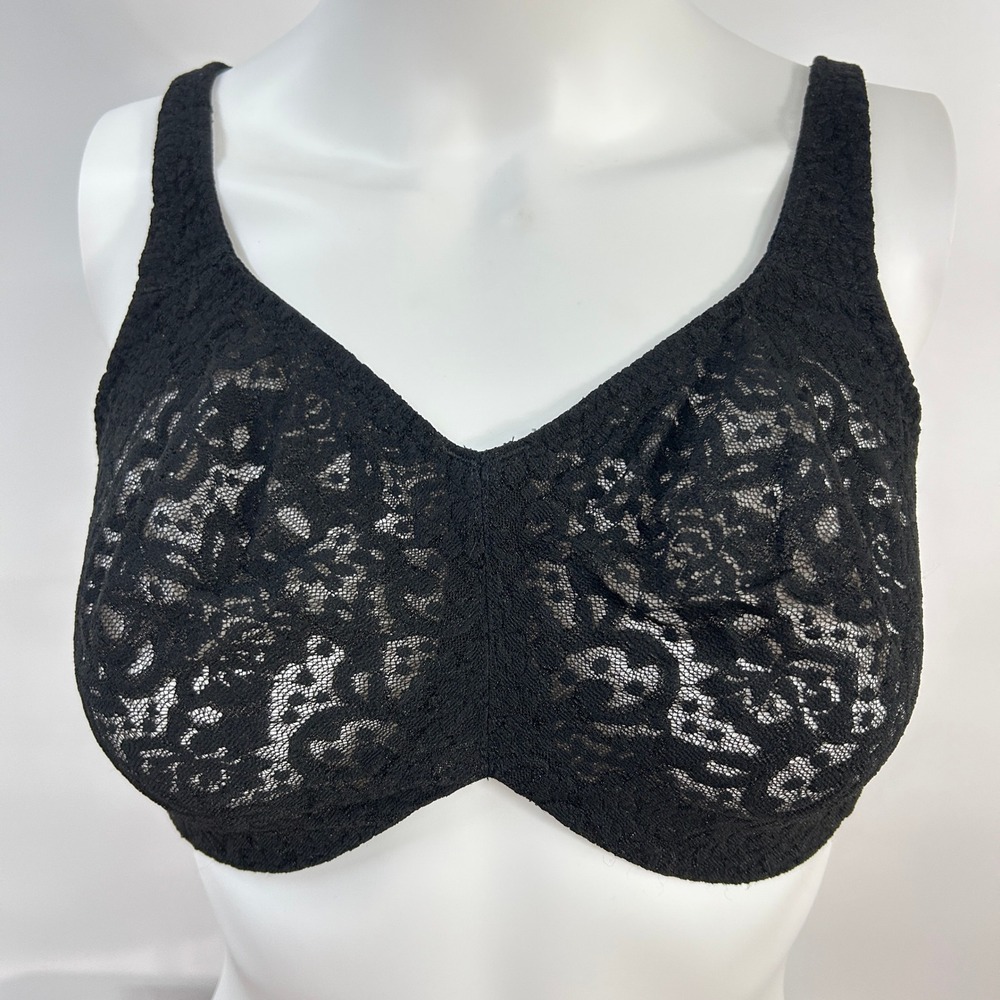 Wacoal Halo Lace 65547 Bra 36DDD Black Full Figure Underwire Unlined Lace